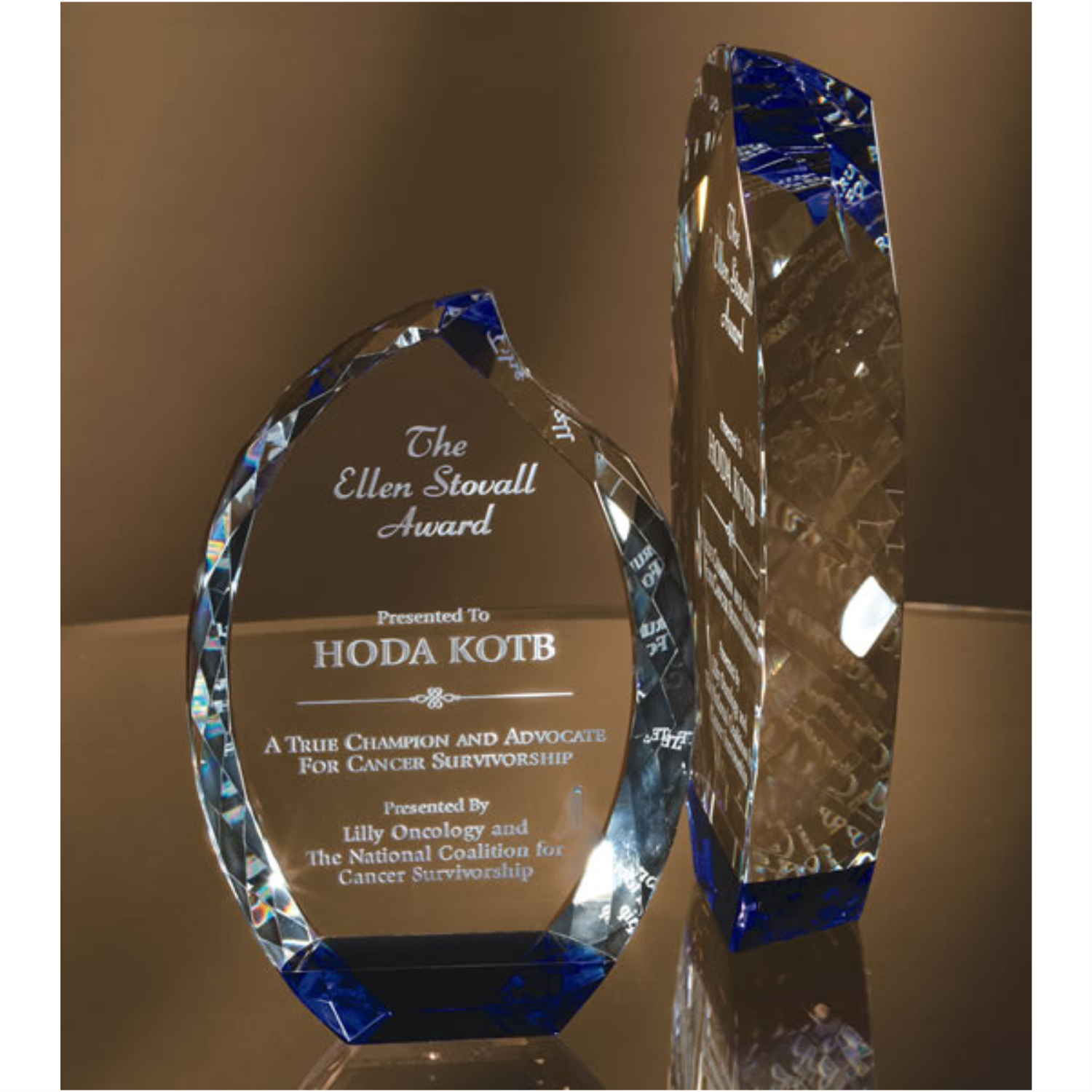 AA Multi-Faceted Crystal Flame Award With Blue Base