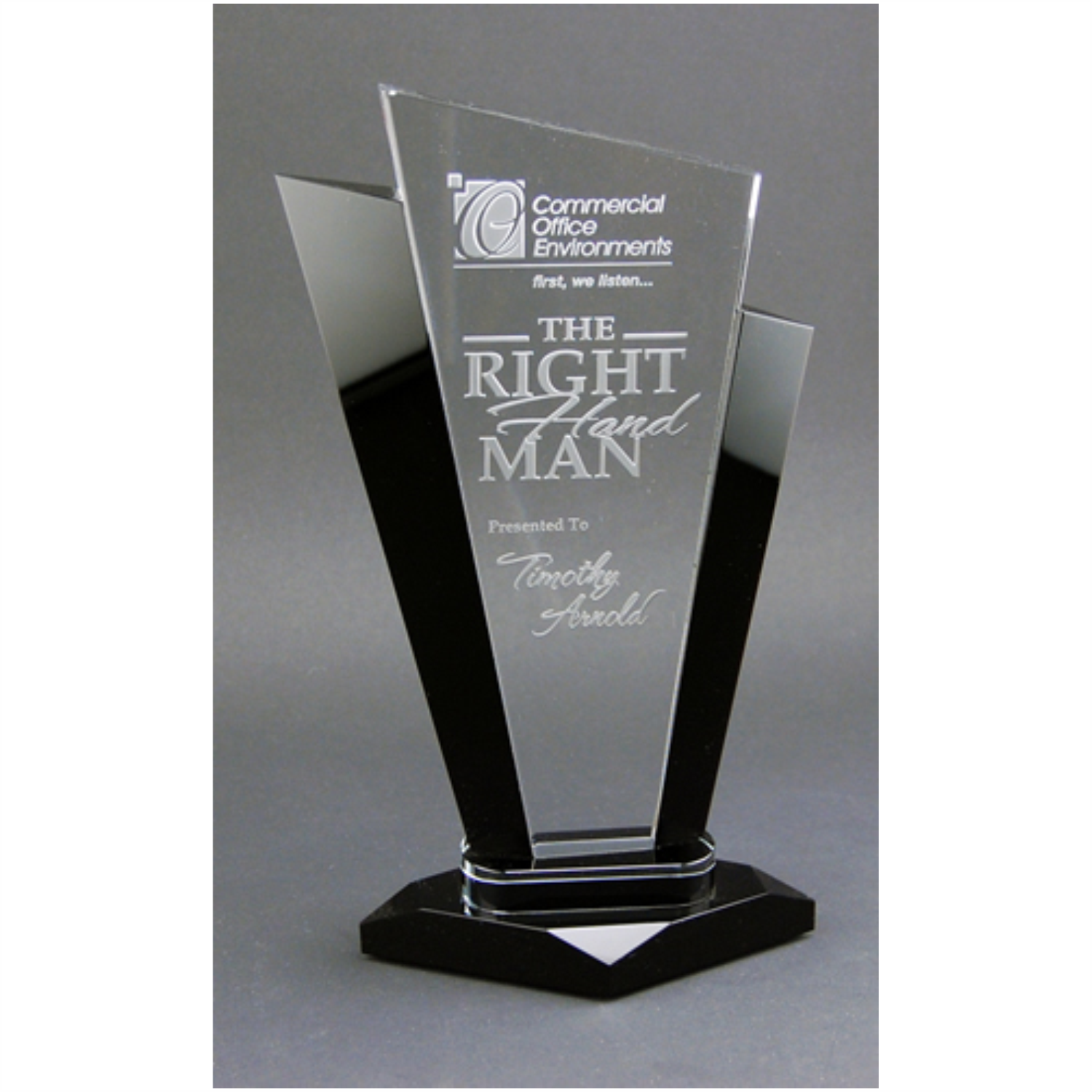 AA Black Accent Clear Crystal Award