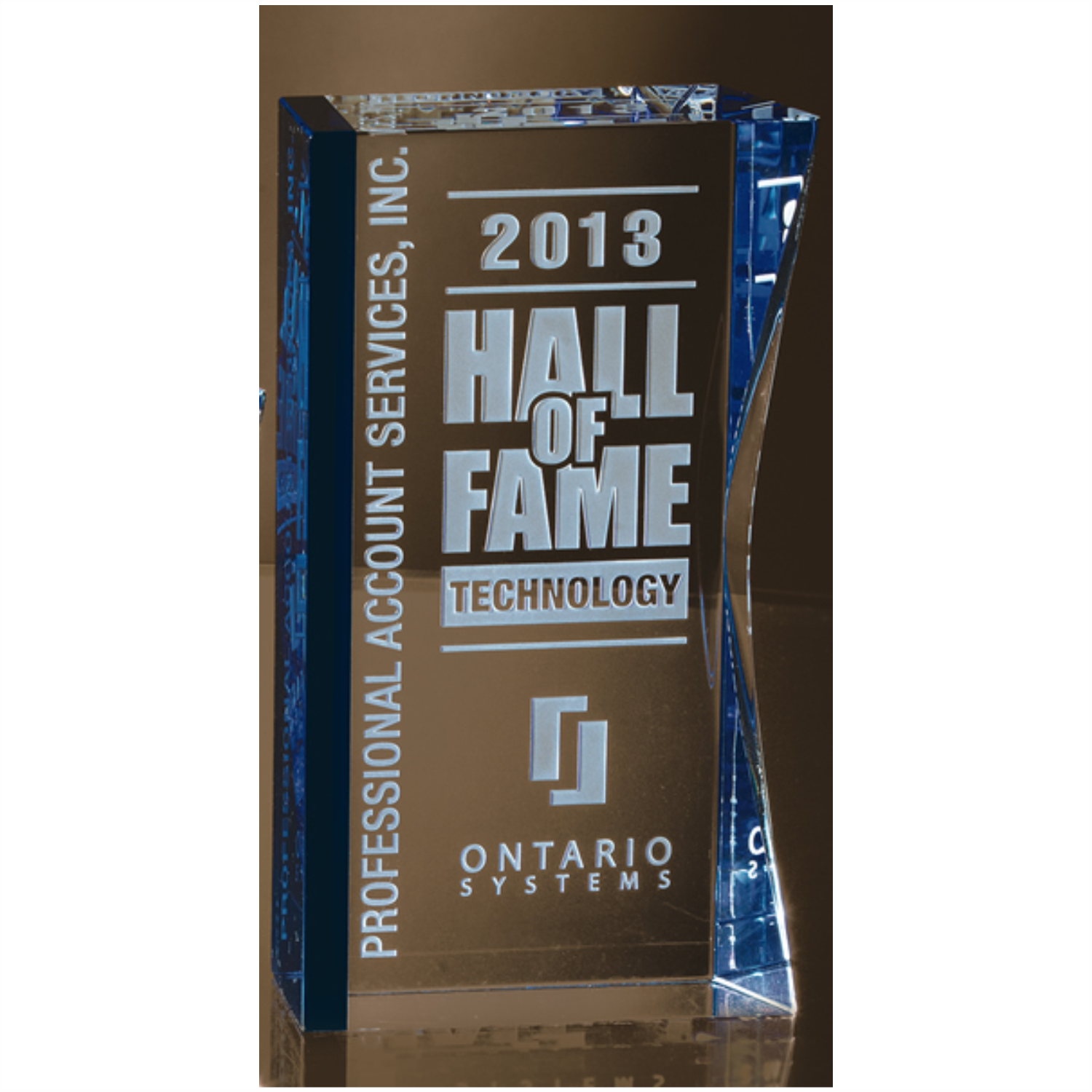 Optic Crystal Award With Blue Fused Accent