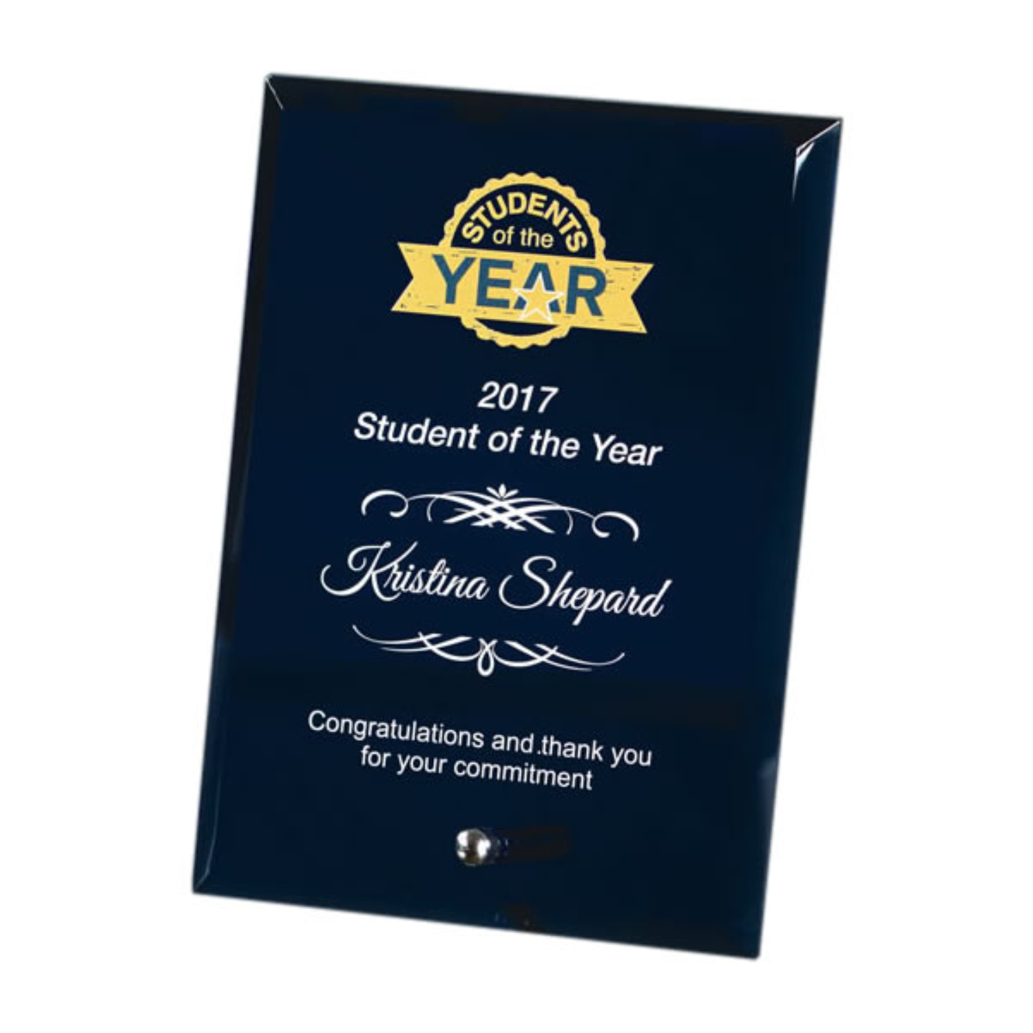 Economy Blue Glass Standing Plaque (NBL306C)