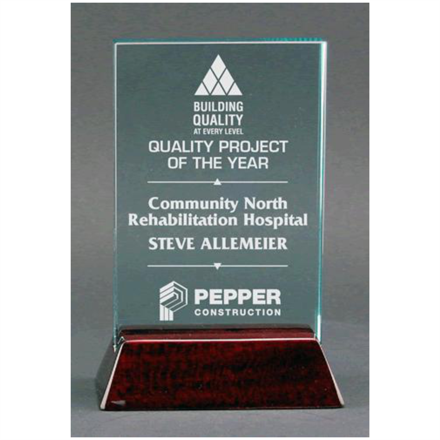 Jade Glass Plaque On Piano Rosewood Base