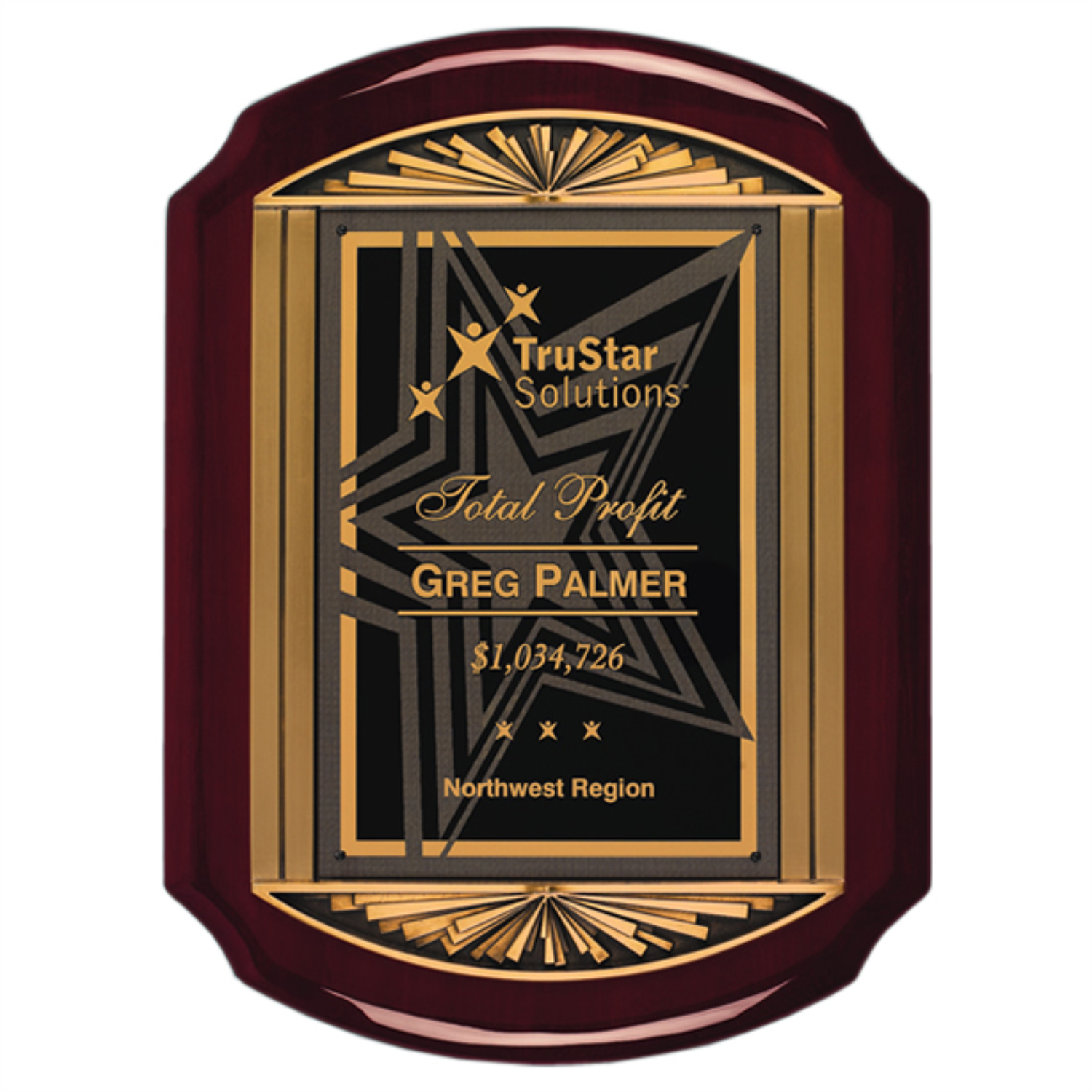 Scalloped Rosewood Piano Finish Plaque With Cast Metal Frame (P4137)