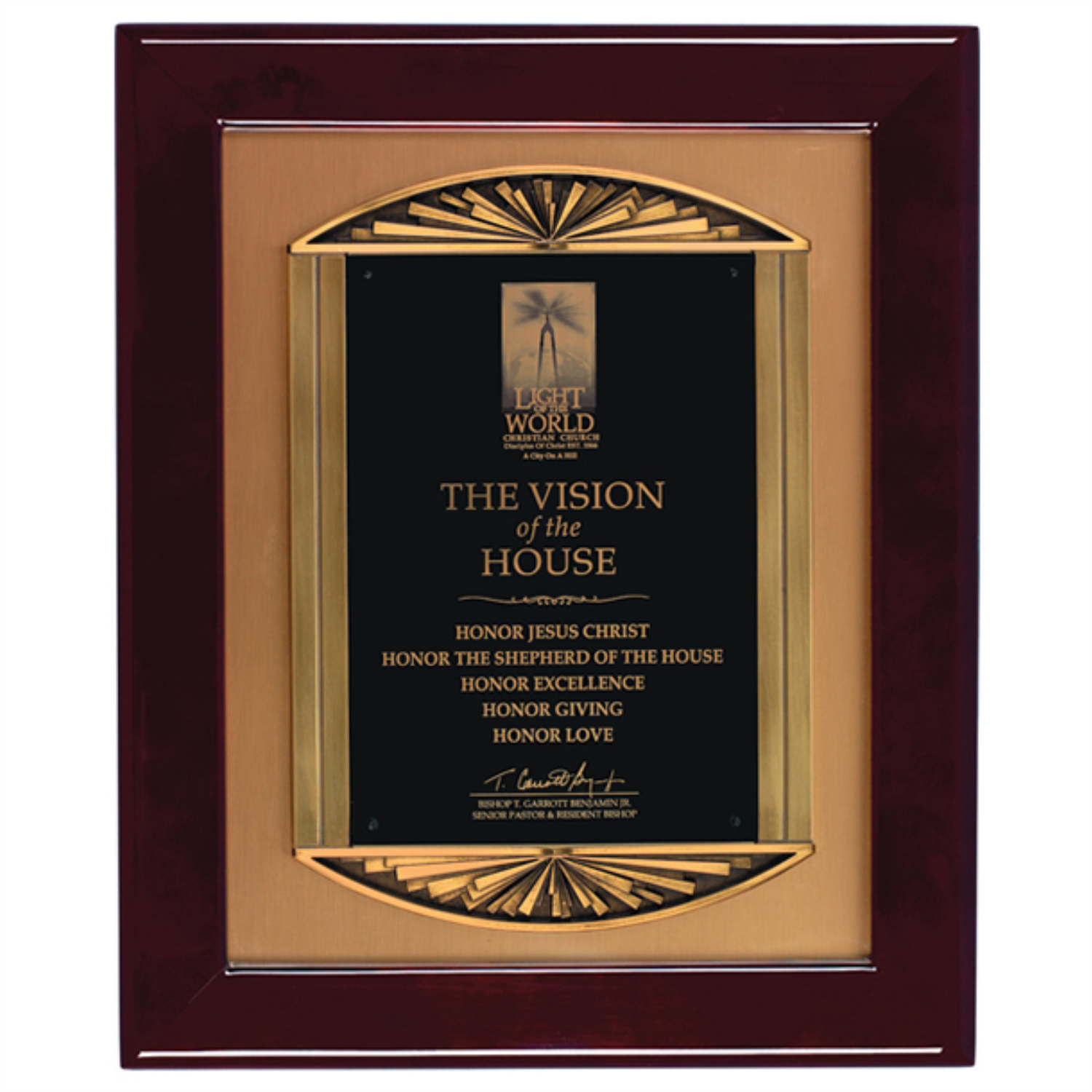 AA Rosewood Piano Finish Plaque With Cast Metal Frame (P4139)