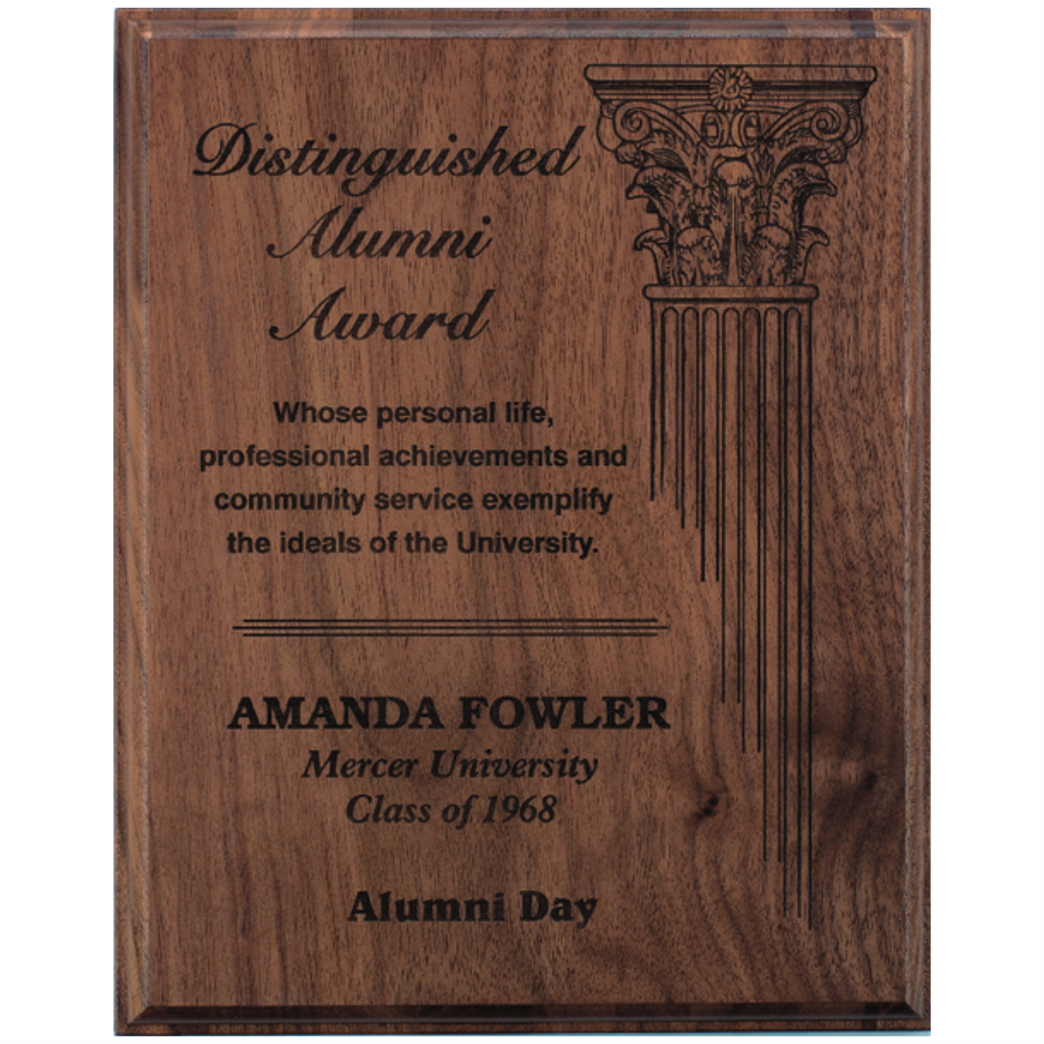 Executive Solid Walnut Plaque Laser engraved (WA79L,WA810L, WA912L, WA1013L)