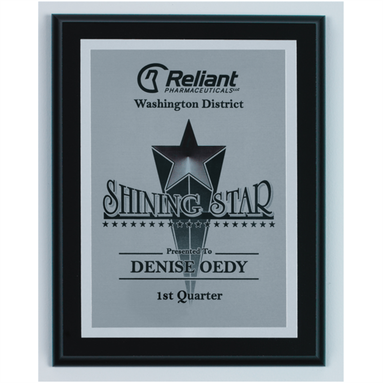 Executive Ebony Finish Plaque With Plate