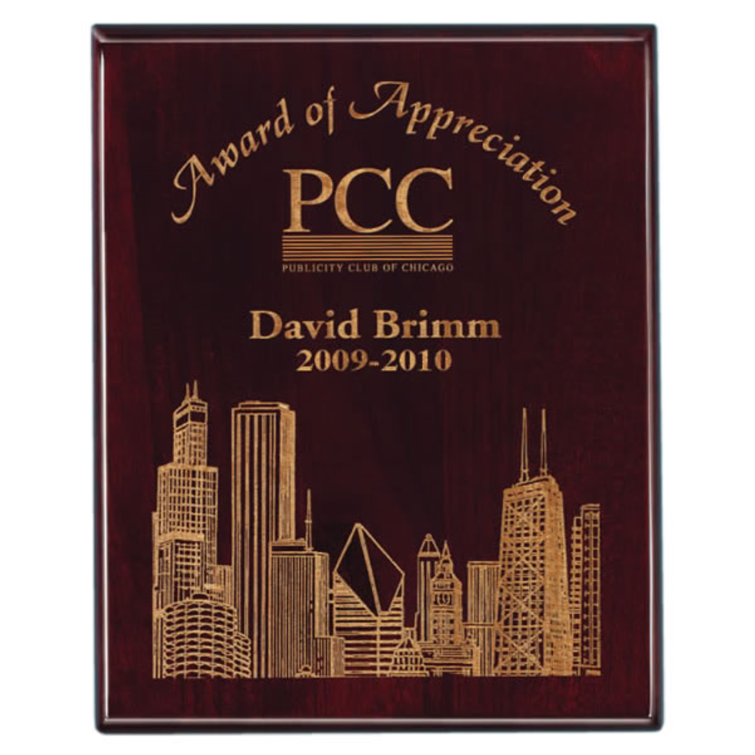 Rosewood Piano Finish Plaque - Gold Filled