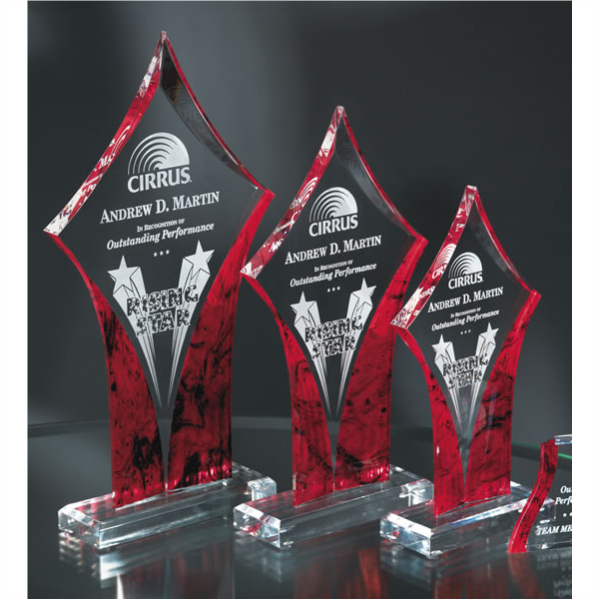 Red Acrylic Award Diamond Trophy