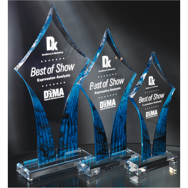 Blue Acrylic Award Diamond Trophy