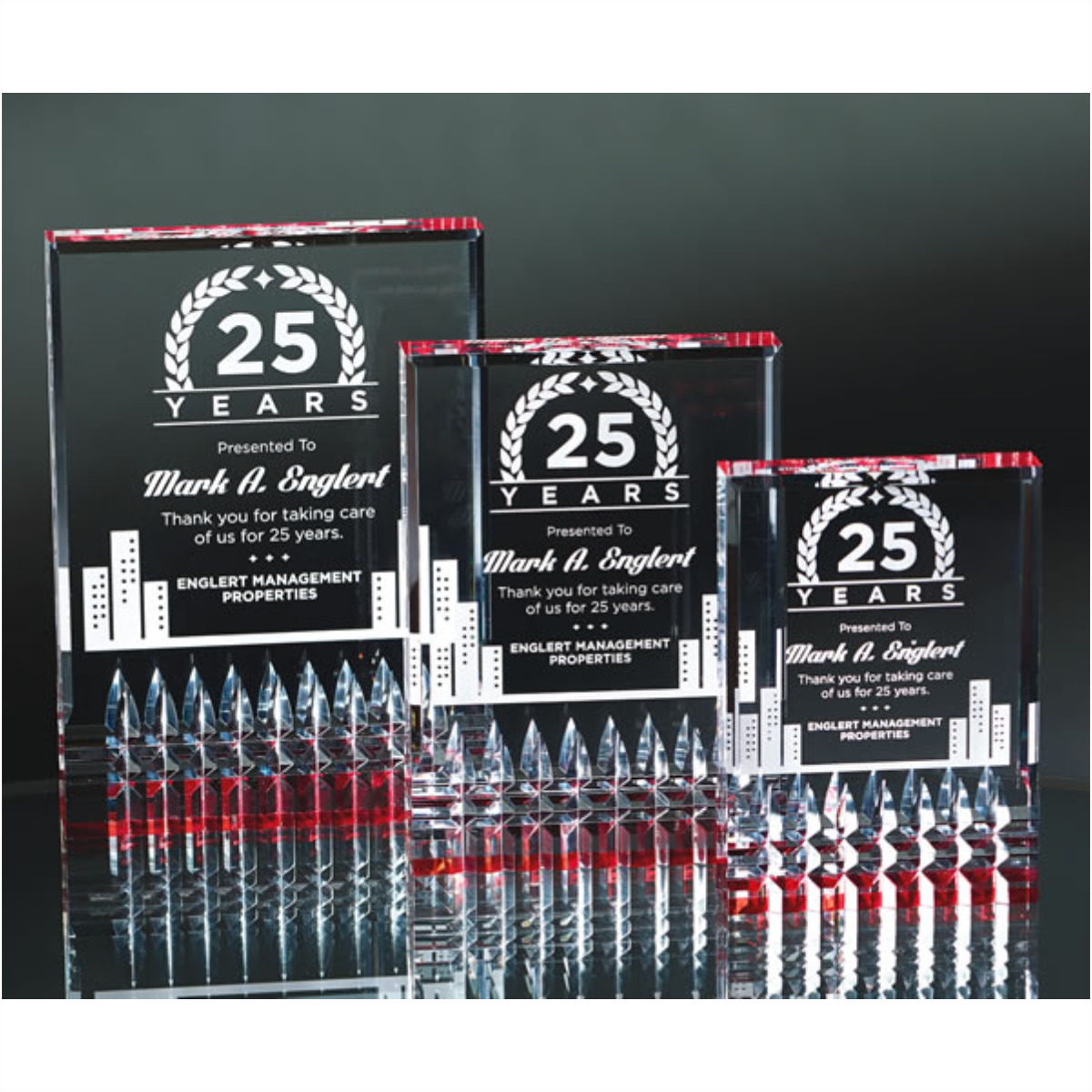 Acrylic Award With Red Jewel Cuts