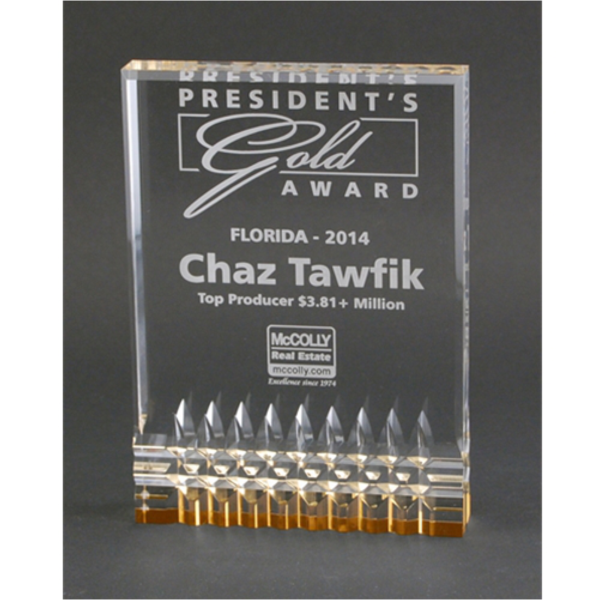 Acrylic Award With Gold Jewel Cuts