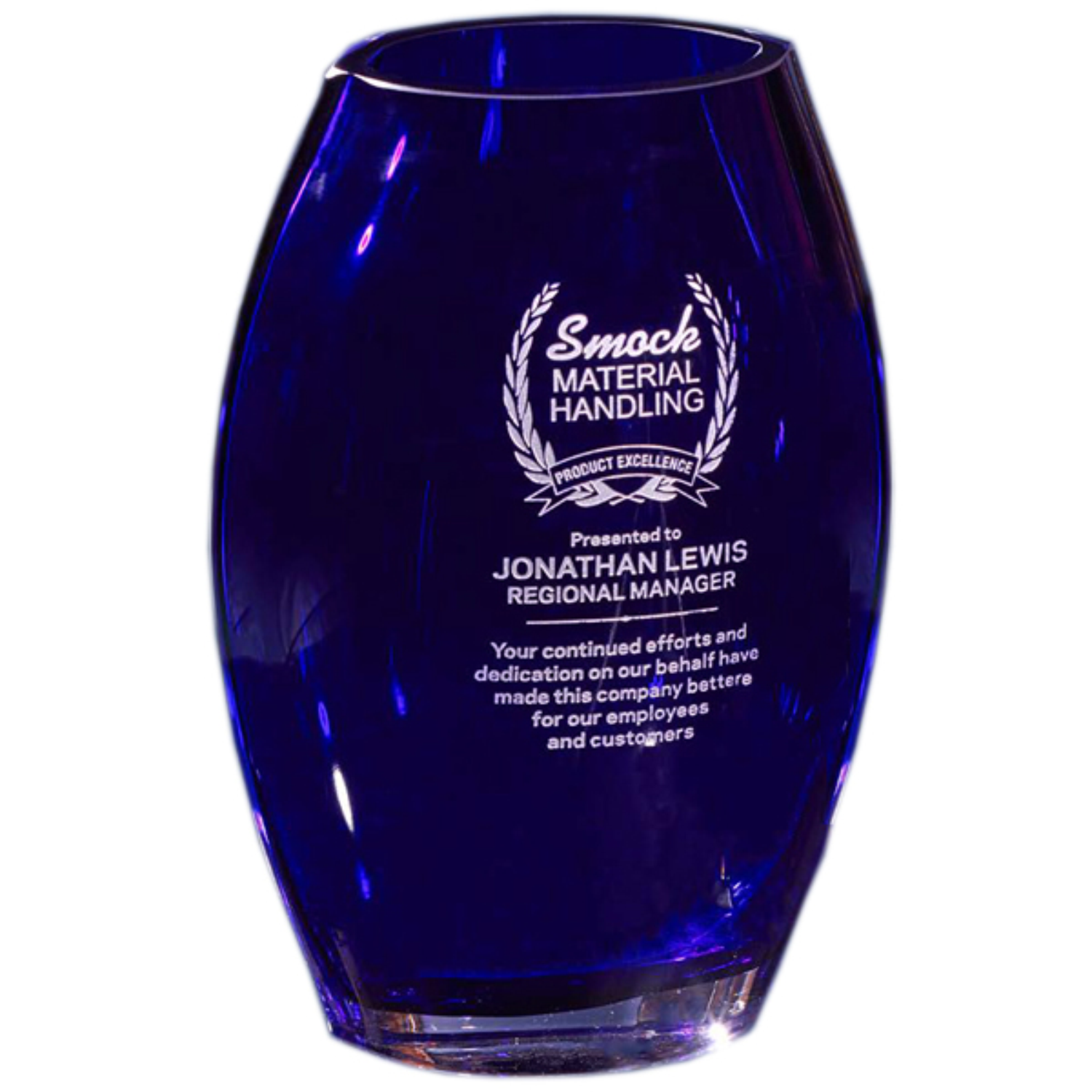 Cobalt Crystal Vase Trophy