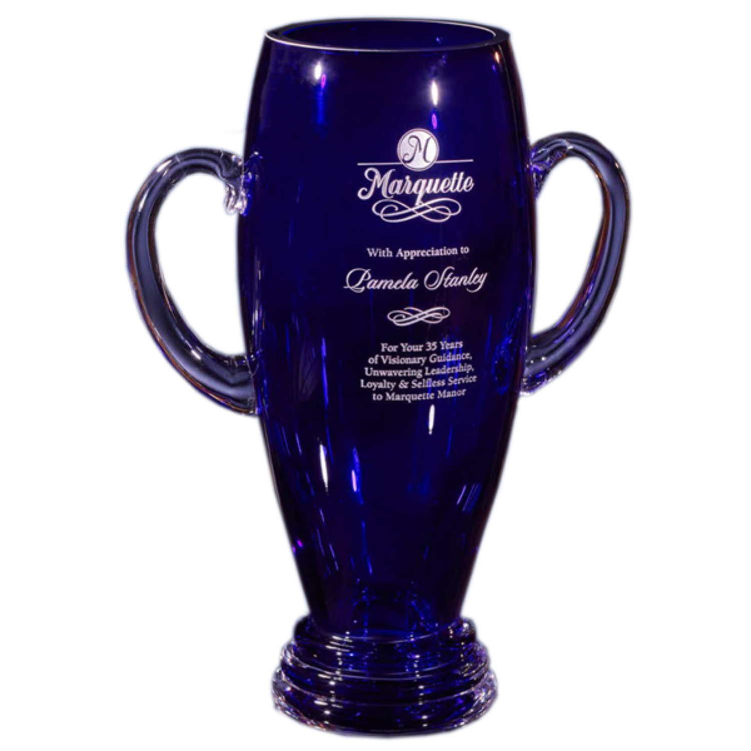 Tall Cobalt Blue Vase Trophy