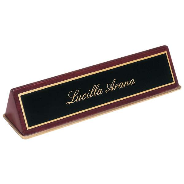 Rosewood Piano Finish Desk Wedge Name plate