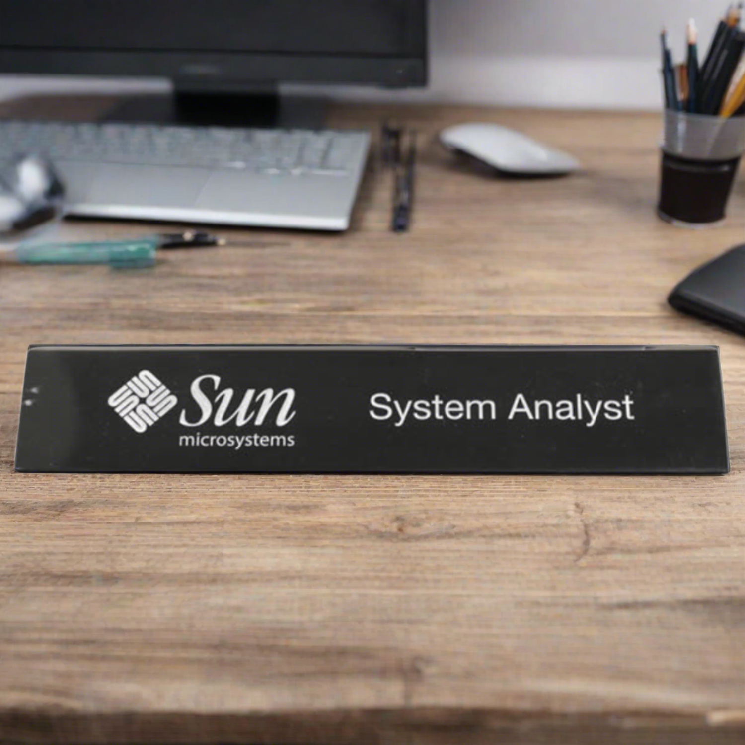 Marble Desk Wedge With Business Card Holder Desk name plate