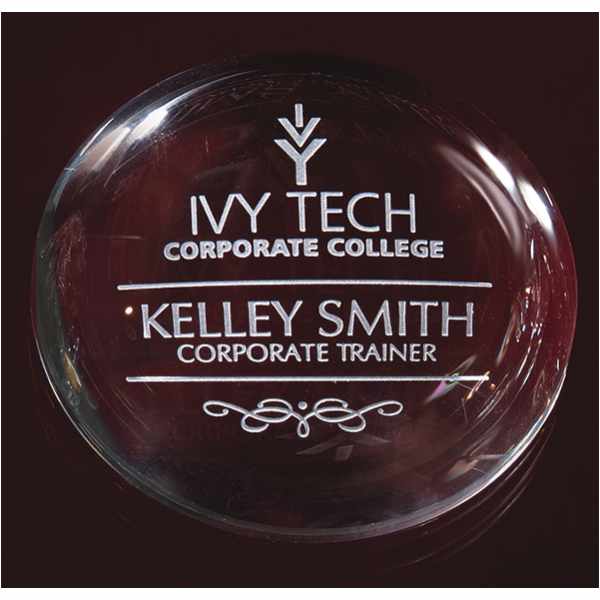 Crystal Paperweight - Low Profile Dome
