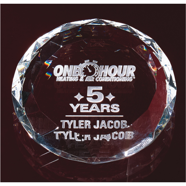 Crystal Round Multi-Faceted Paperweight (OC-143)