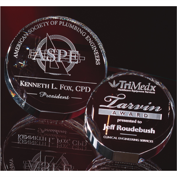 Circular Optic Crystal Paperweight