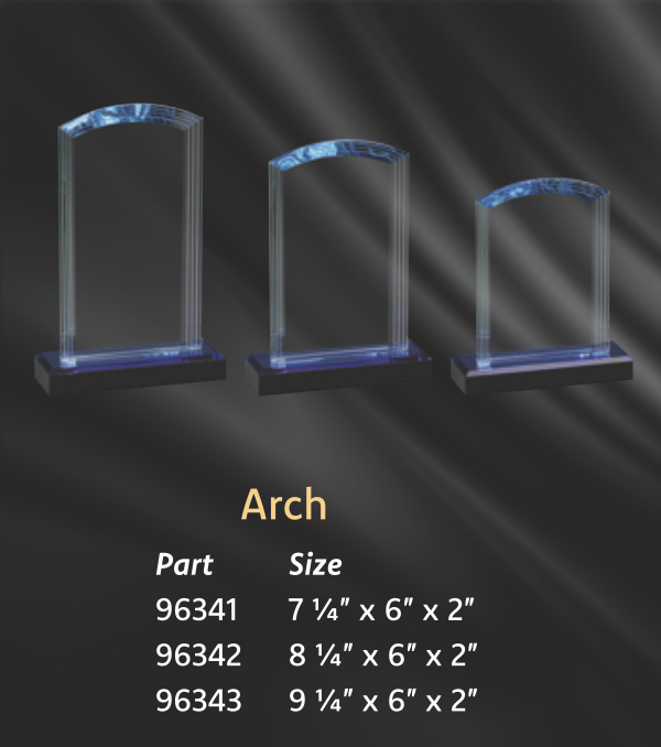 Blue/Clear Crystal Arch Award