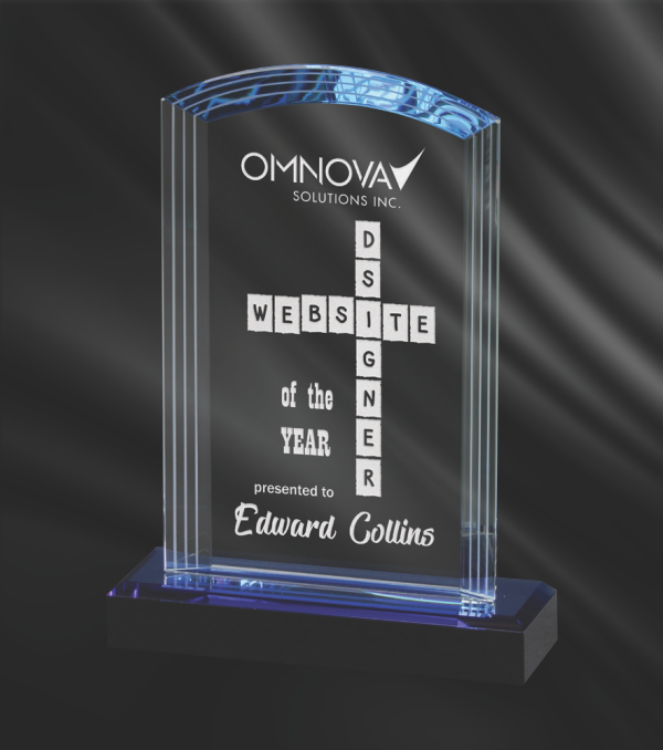 Blue/Clear Crystal Arch Award