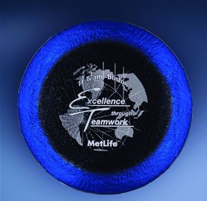 Blue and Black Art Glass Plate