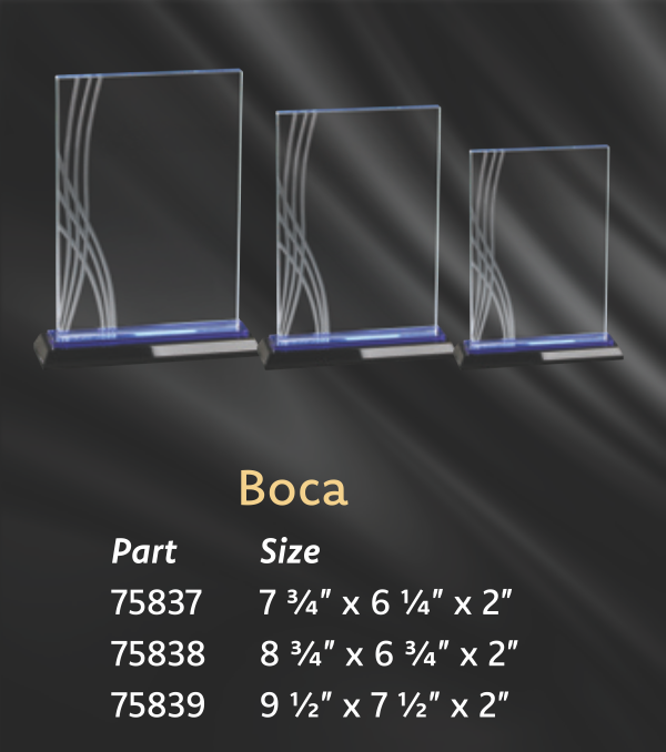 Blue/Clear Crystal Boca Rectangle Award