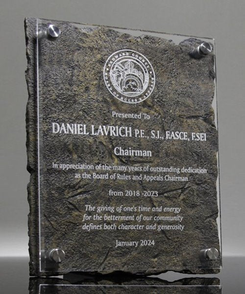 Art Stone with Acrylic Plaque