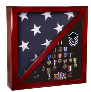 Piano finish Flag and Memorabilia Case