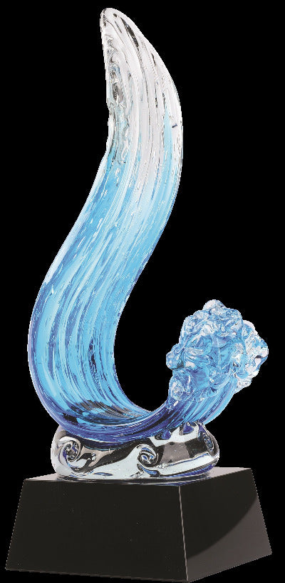 Large Blue Wave Glass Art