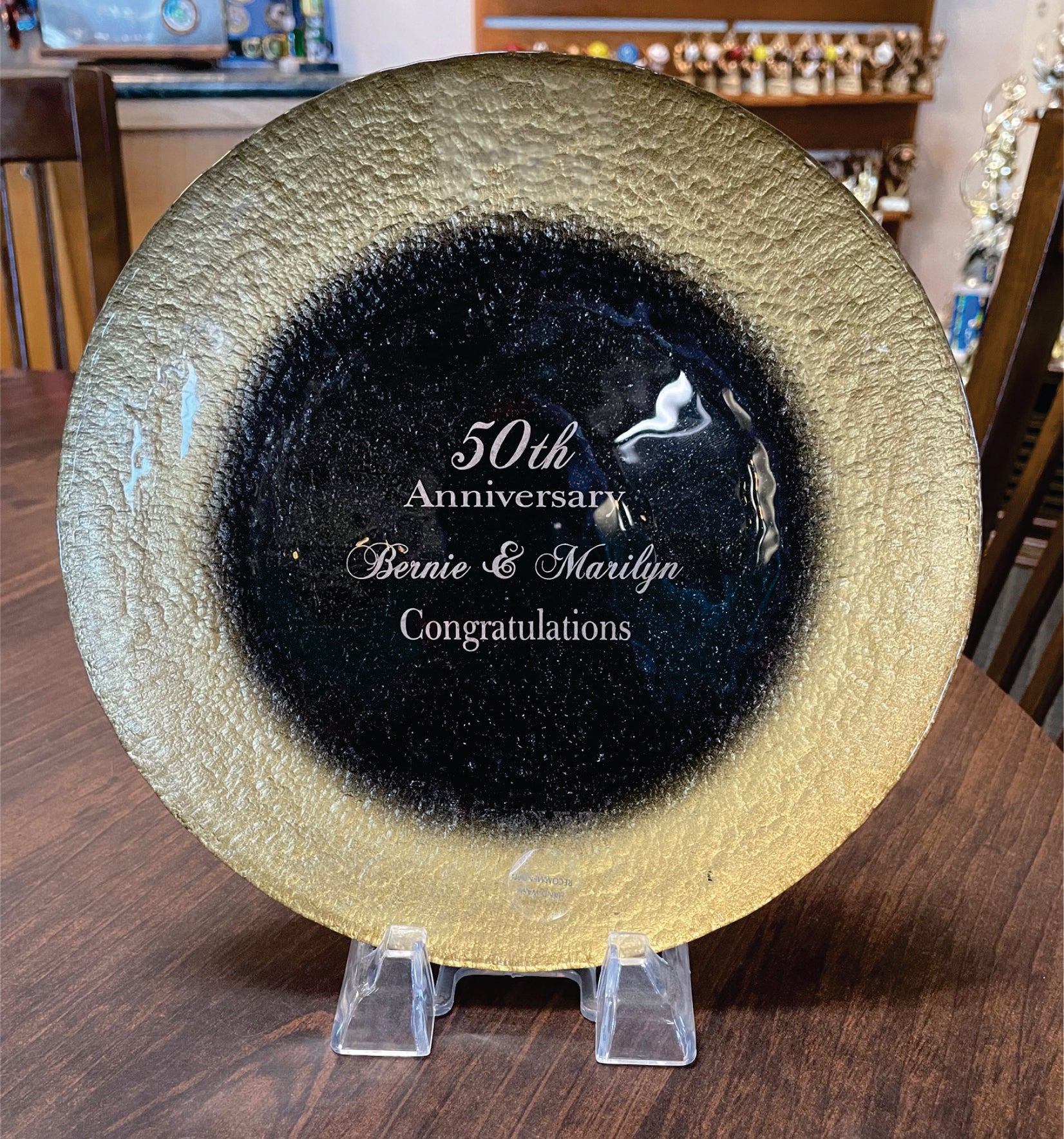 Gold and Black Art Glass Plate