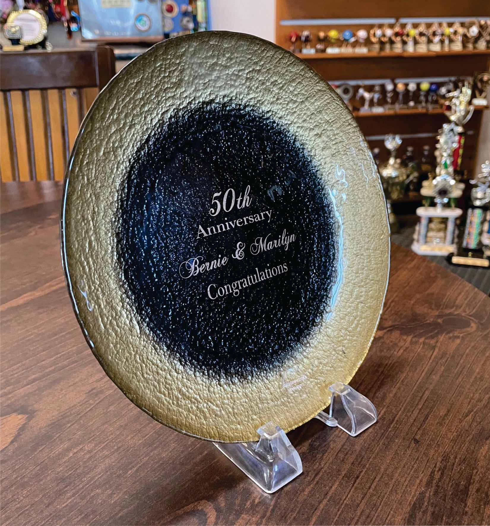 Gold and Black Art Glass Plate