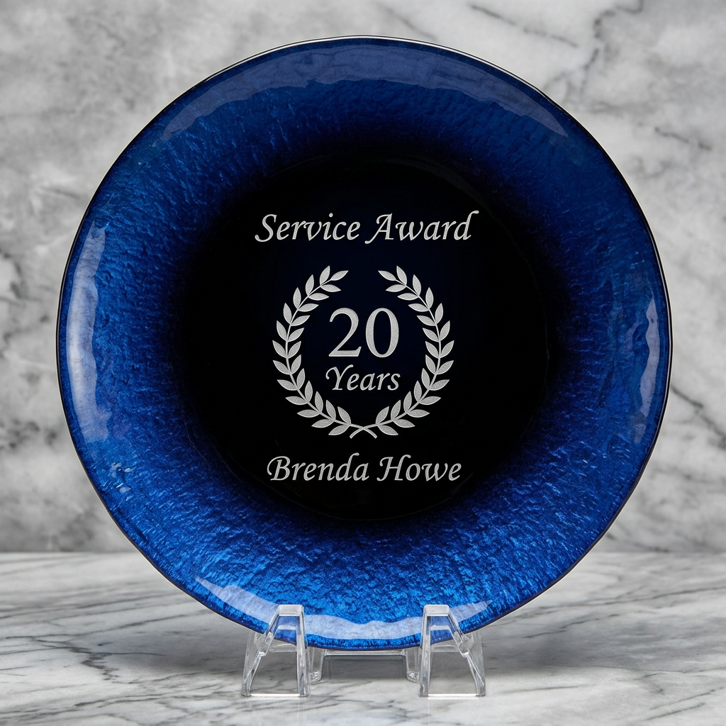 Blue and Black Art Glass Plate