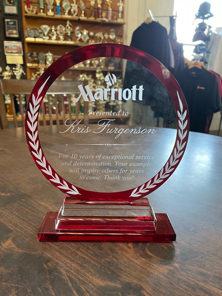 Red Clear Crystal Circle Award