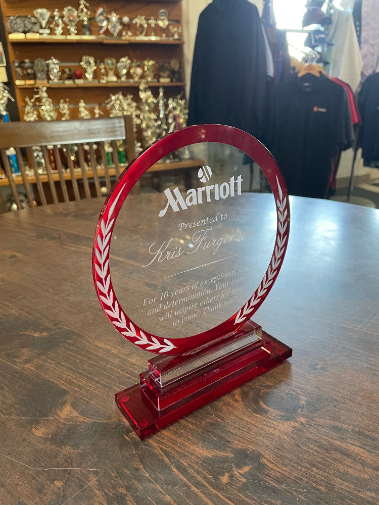 Red Clear Crystal Circle Award