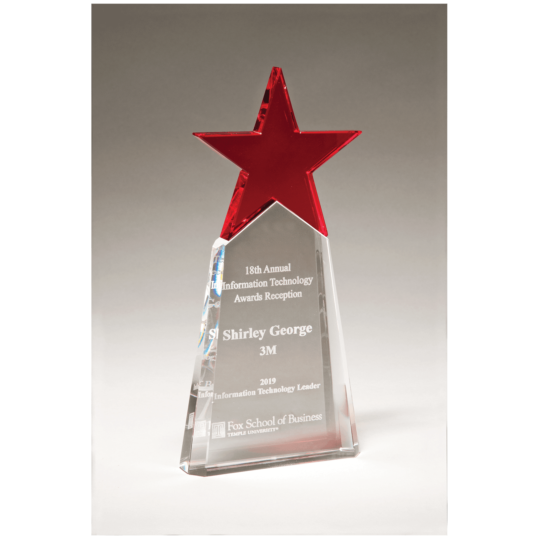 Red Crystal Star on clear crystal base