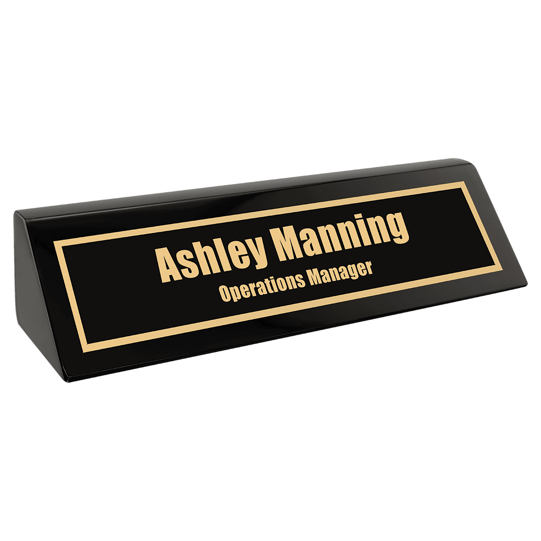 Black Piano finish Desk Plate / Engraved Name plate