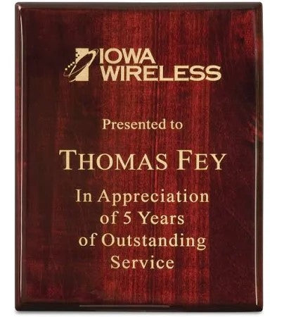 Rosewood Piano Finish Plaque - Gold Filled