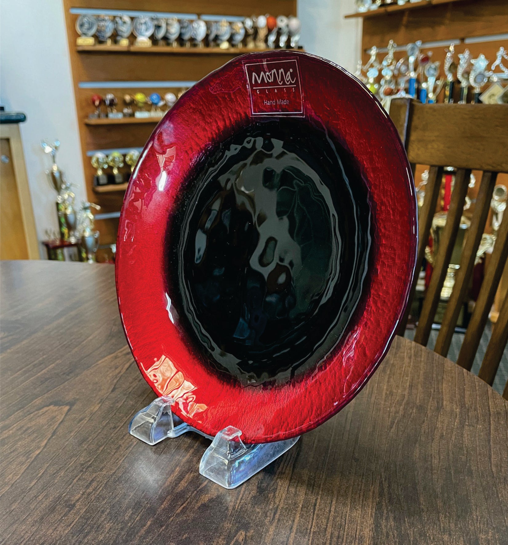 Red and Black Art Glass Plate