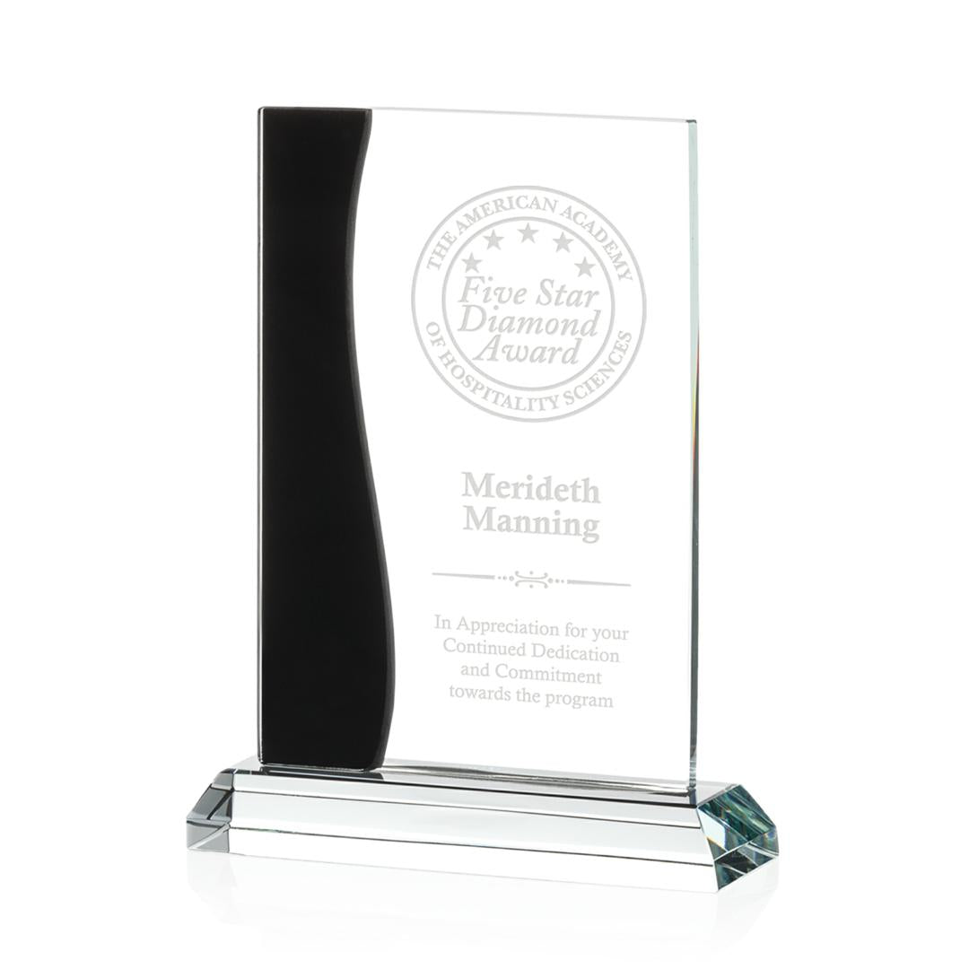 Black accent Rectangle Starfire Crystal Award