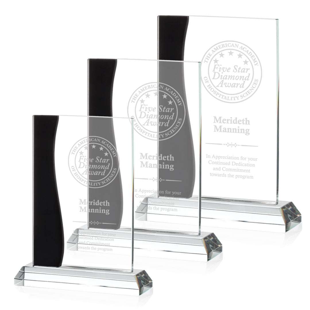 Black accent Rectangle Starfire Crystal Award