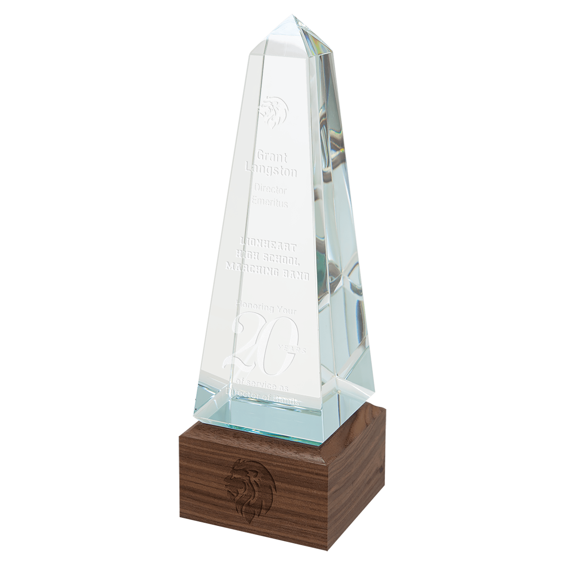Sierra Wood Crystal Obelisk Award