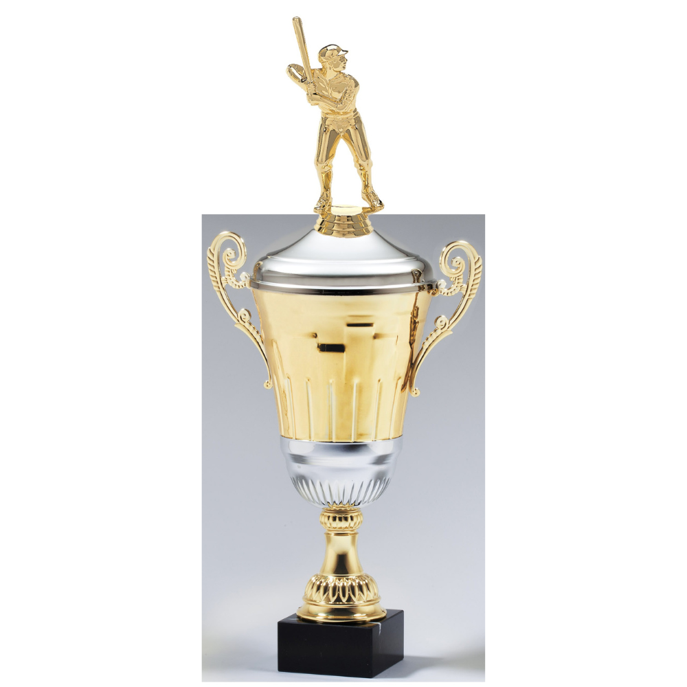 Two Tone Italian cup w/figure Trophy