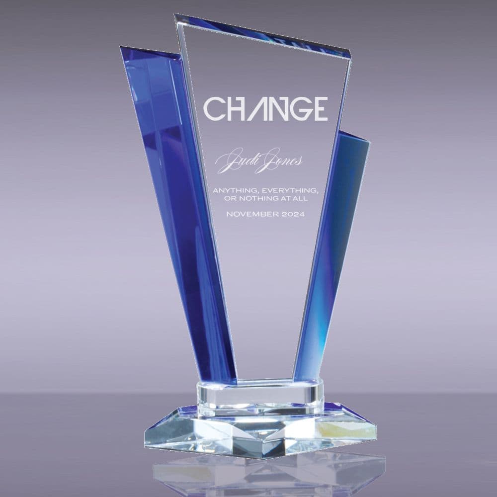 Blue Accent Clear Crystal Award