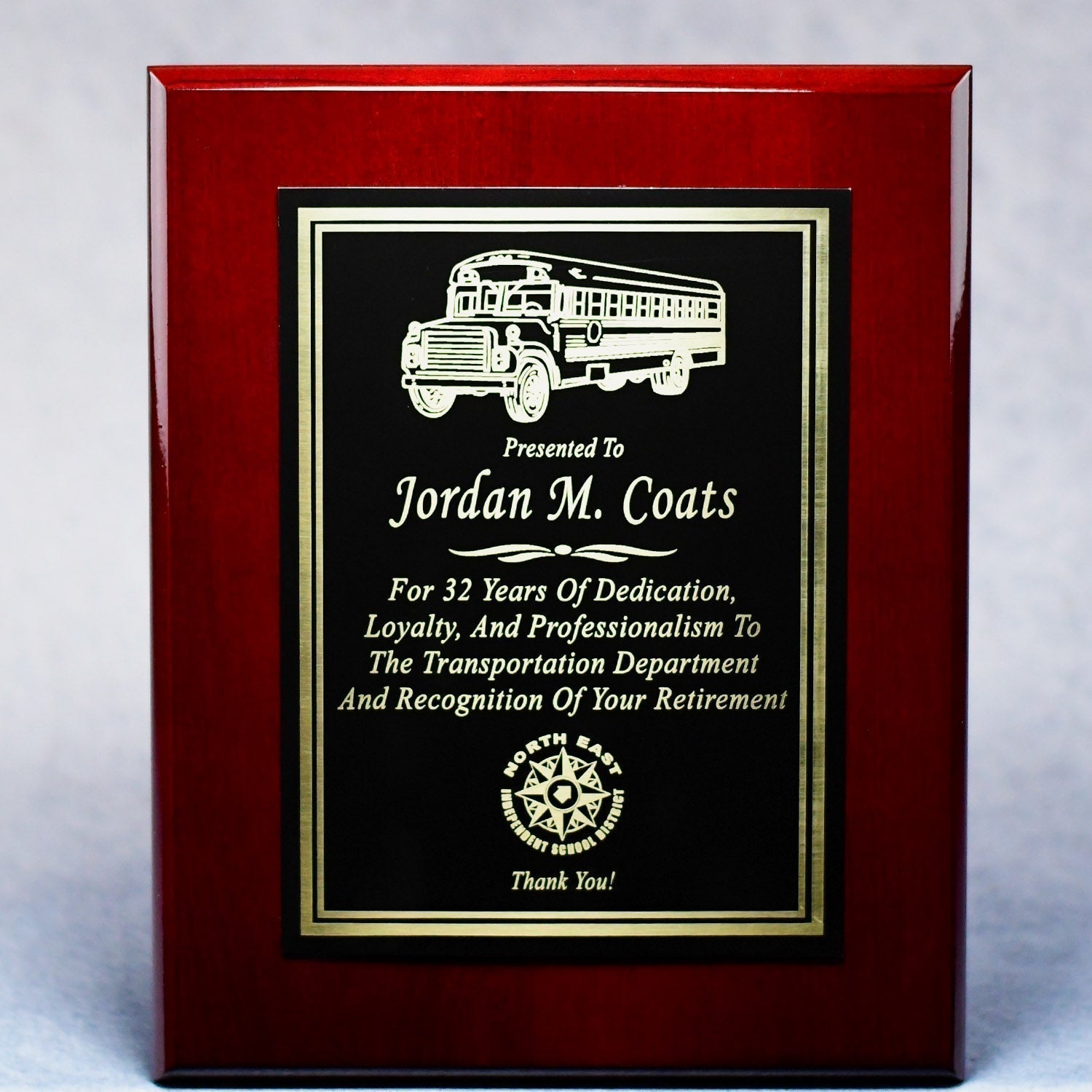 Rosewood Piano Finish Plaque with Plate