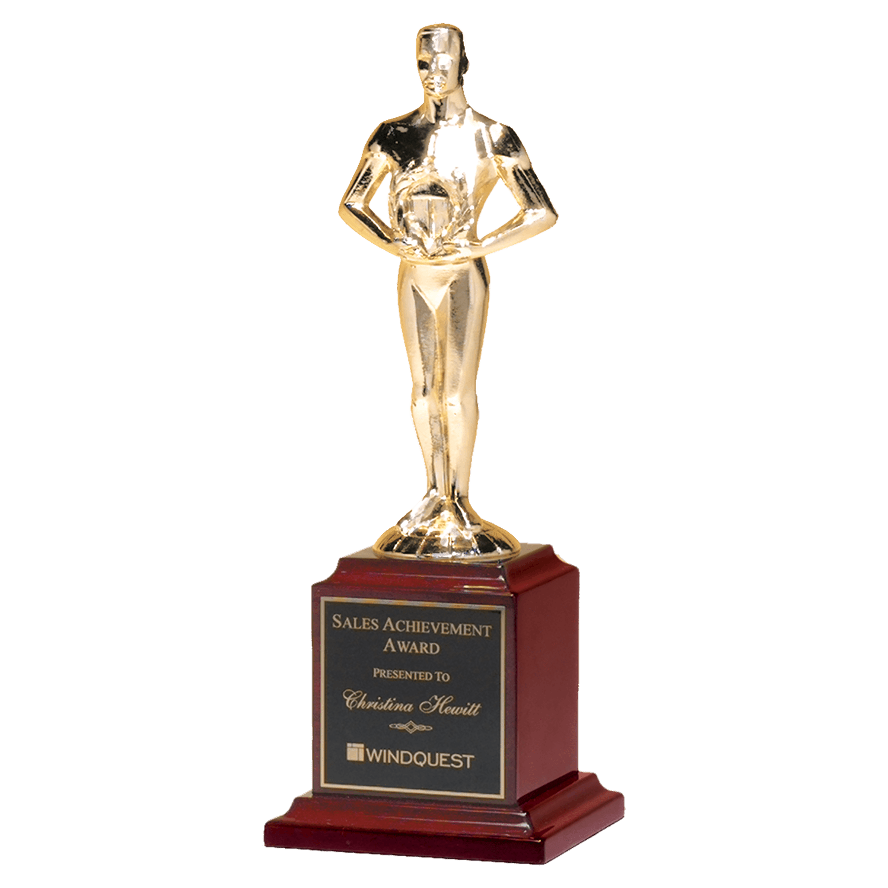 Classic metal Achiever figure on Rosewood Base