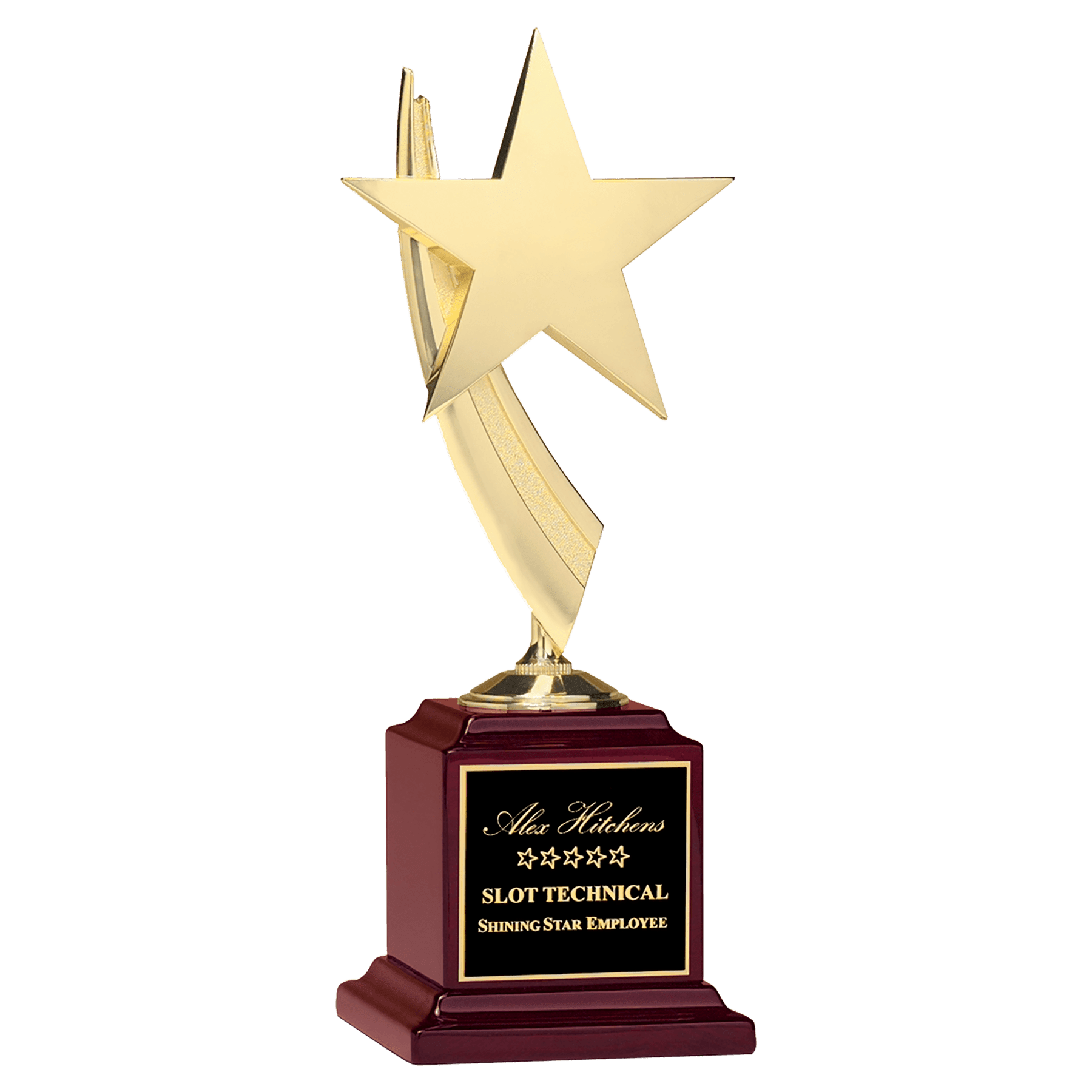 Gold metal Star casting on Rosewood Base