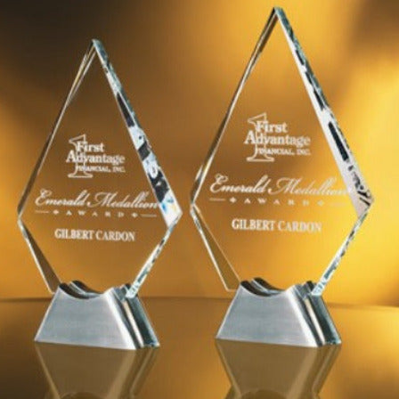 AA Crystal Diamond Award On Satin Silver Base