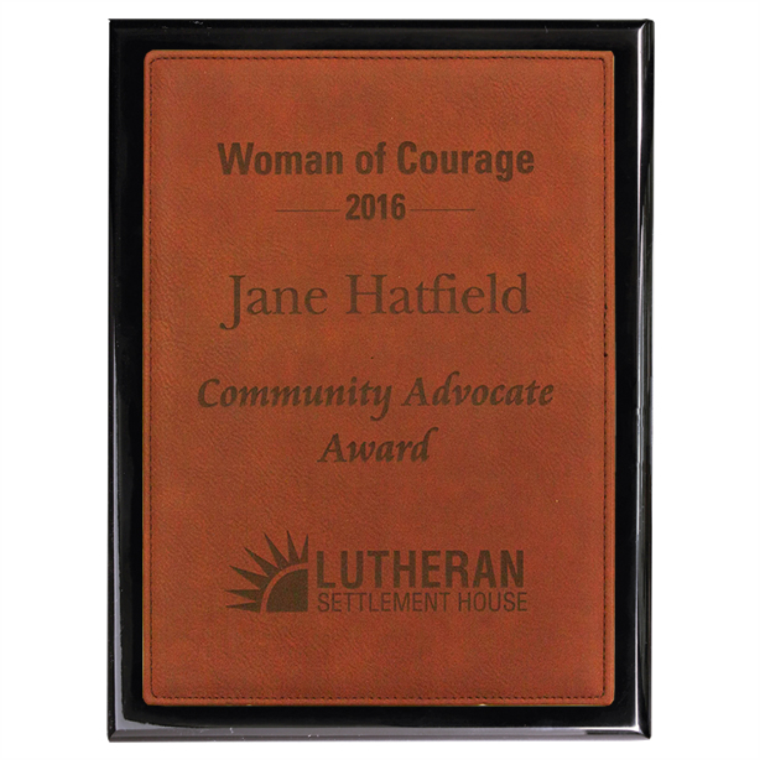 Ebony Piano Finish Plaque With Rawhide Leatherette Plate