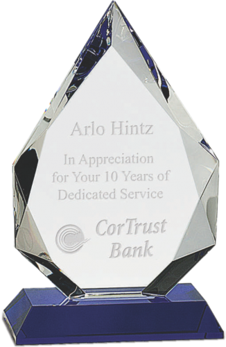 Diamond Crystal award on blue base