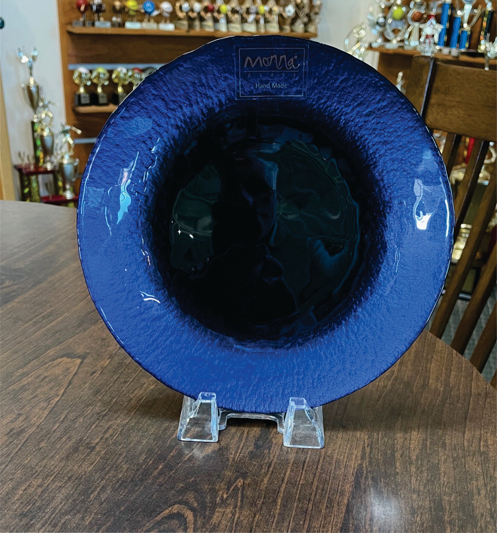 Blue and Black Art Glass Plate