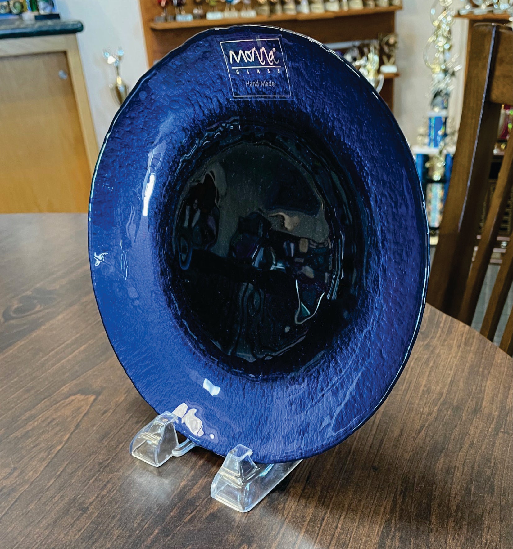 Blue and Black Art Glass Plate